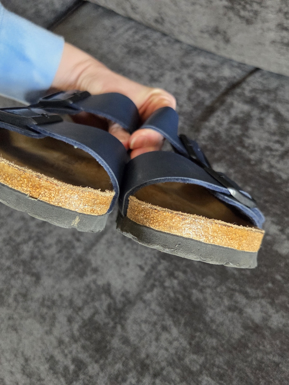 Birkenstock Arizona Leather Sandals in Navy Size 8 - Picture 7 of 9